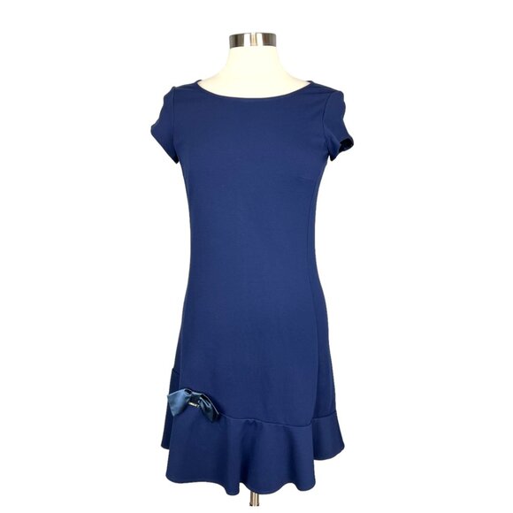Liu Jo Womens Blue Short Sleeve Jersey Dress Bow Detail size IT 42 US 6 - Picture 1 of 15